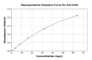 Representative standard curve for Human IL-13 ELISA kit (A311536)