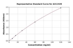 Representative standard curve for Human Integrin beta 4 ELISA kit (A311539)