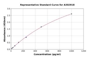 Representative standard curve for Human Rheb2 ELISA kit (A302918)
