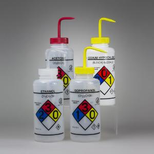 VWR® Wash Bottles, Right-to-Know, Safety-Vented, with GHS Labeling