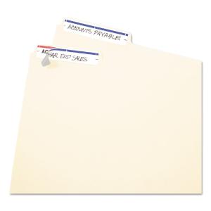 Write file folder labels, white/dark blue bar