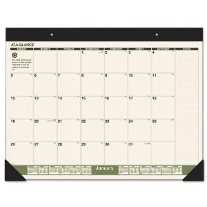 AT-A-GLANCE® Recycled Monthly Two-Color Desk Pad Calendar, Essendant