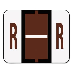 Labels, letter R, brown