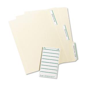 Write file folder labels, white/green bar