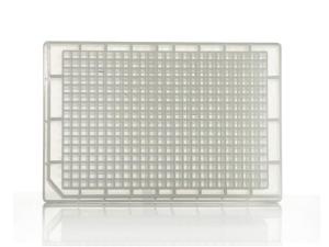 Square 384 deep well storage microplate, front