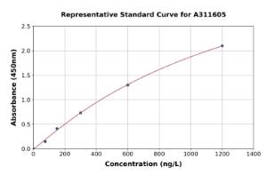 Representative standard curve for Mouse Serum Response Factor SRF ELISA kit (A311605)